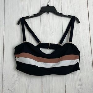 Black tan and white neutral swim bikini top 2X with removable straps
